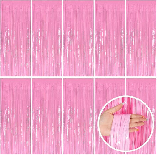 Pink Party Streamers Foil Fringe Backdrop Curtains Tinsel Streamers Birthday Party Decorations Fringe Backdrop for Birthday Party Graduation Bridal Shower