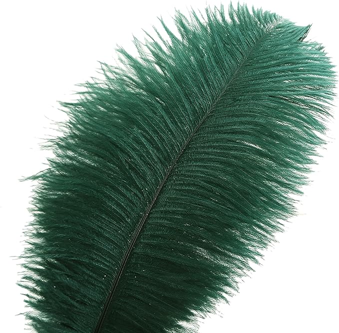 Ballinger Blackish Green Ostrich Feathers Bulk- 24pcs 12-14inch Big Feathers for Wedding Party Centerpieces Christmas Decor
