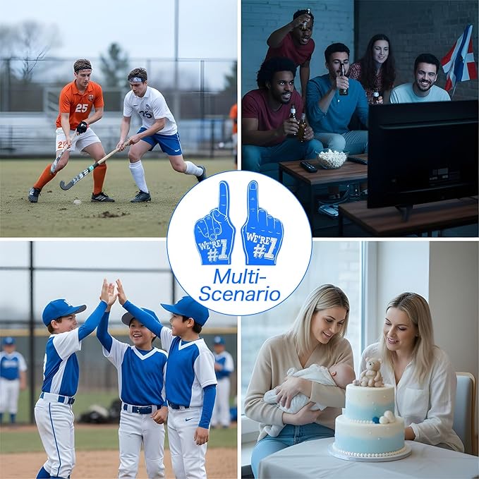 18Pcs Mini Foam Fingers for Sports-Themed Birthday, We're #1 Fan Foam Finger, Bulk Mini Foams Hand Fingers Cheerleader Gifts for Sports Events Party Supplies (Blue)