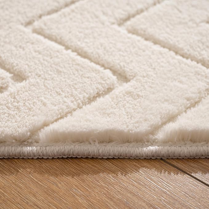 Area Rug 4X6,Washable Area Rugs with Non-Slip TPR Backing Design,Fluffy Soft Feeling, High Traffic,Durable,Area Rug for Living Room,Bedroom,Home Office,Beige