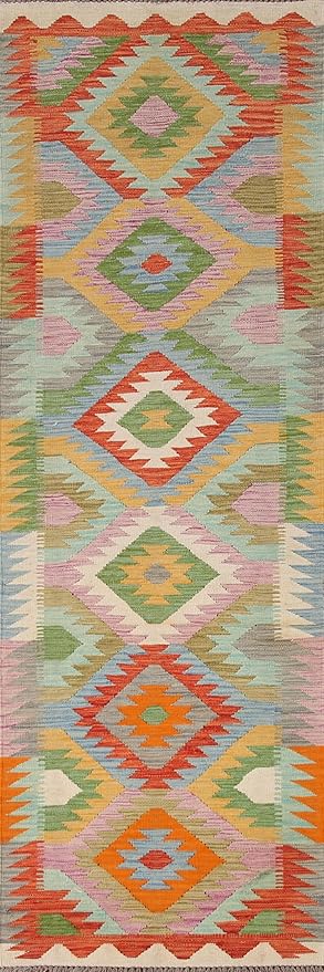 Rug Source Southwestern Collection, 10 Ft Runner Runner Rug, Hand Woven Multi-Colored Geometric Rug, Oriental 100% Wool Carpet for Foyer, Entryway and Hallway