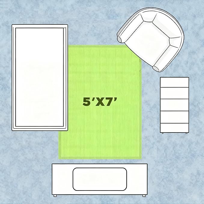 Bedroom Rug 5x8 Area Rugs Washable Green Rugs for Living Room