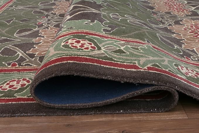 Vintage Style Area Rug Floral Pattern Cecile Green Best for Living Room & Bed Room (2 ft.6 in x 9 ft Runner)