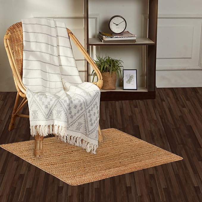 REDEARTH · Rectangular Area Rug - 2'x3' Braided Natural Jute - Artisan Made Boho Jute Rugs for Bedroom - Kitchen - Living Room - Farmhouse - Aesthetic Home Decor- Handmade Vintage Decor