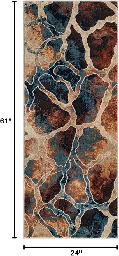 Unique Loom Mystic Collection Area Rug - Fitz Roy (2' x 5' 1" Runner, Brick Red/Brown)