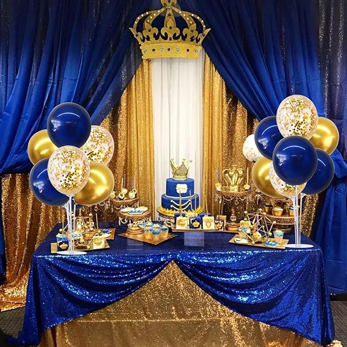 TONIFUL 4 Set Navy Blue Gold Balloon Centerpieces for Table,Balloons Stand Kit for Graduation Decorations 2026 Class of 2026 Party Decorations,New Year,Anniversary,Homecoming,Birthday Decoration