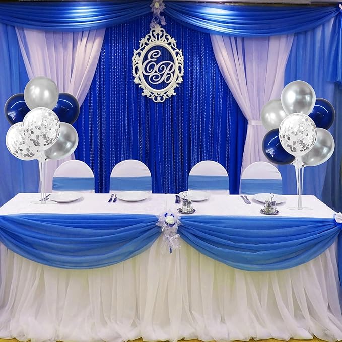 TONIFUL 4 Set Navy Blue Silver Balloon Centerpieces for Table,Balloon Stand Kit for Graduation Decoration 2026,Retirement Party Decorations,Men’s Birthday Decorations,Father's Day