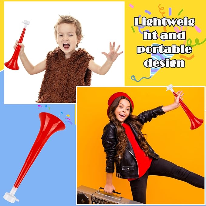 8 Pcs 10.24 Inch Collapsible Stadium Horn Plastic Vuvuzela Trumpet Horn Loud Sound Noise Maker for Sporting Events Graduation Games School Sports Party Supplies (Color Set 1)