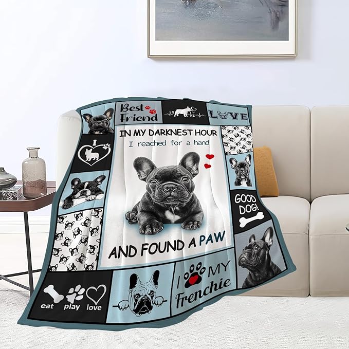 French Bulldog Blanket, Frenchie Throw Blankets, French Bulldog Gifts for Women Men Boys Girls Lover Adult Cozy Fleece Flannel Bedding Stuff Animal Plush for Couch Sofa Bed Decor 50"X40"