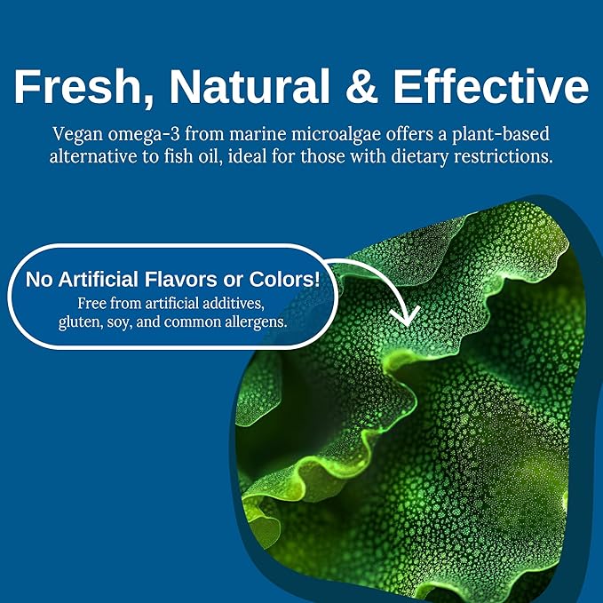 Xtendlife Vegan Omega 3 DHA & EPA - Potent Plant-Based Supplement from Marine Algae - Perfect for Vegans and Vegetarians - 30 Day Supply