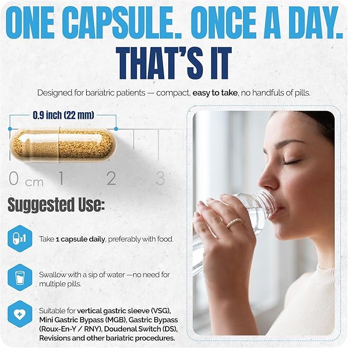 Shiny Leaf Methylated Bariatric Multivitamin Without Iron – Vitamins for Gastric Bypass & Sleeve, 1 Daily Capsule W Methylated Folate, B12, A, C, D, K & More. Vegetarian, Soy-Free, USA Made (180 Ct.)