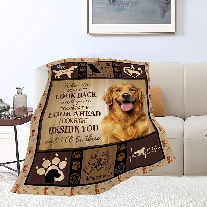 Golden Retriever Gifts Blanket, Dog Throw Blankets, Golden Retriever Gift for Women Men Boys Girls Lover Adult Cozy Fleece Flannel Bedding Stuff Animal Plush for Couch Sofa Bed Decor 60"X50"