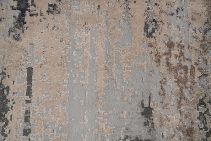 Rug Source Modern Collection 8x10 Area Rug, Machine Made Greys & Charcoal Contemporary Rug, Oriental Polyester Carpet for Bedroom, Living Room, Dining Room