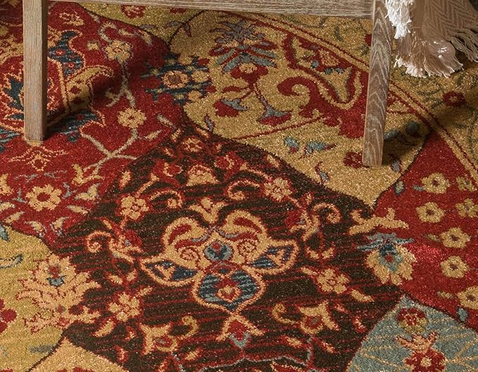 Unique Loom Edinburgh Collection Area Rug - Tulip (8' Round Tan/Red)