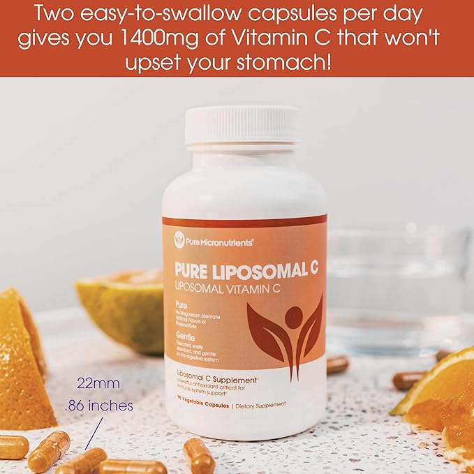 Pure Micronutrients Pure Liposomal Vitamin C - 1400mg Per Serve Supplement - 90 Capsules - High Absorption VIT C Ascorbic Acid Pills