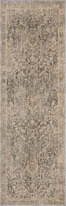 Loloi Magnolia Home by Joanna Gaines Junie Collection JUE-01 Blue/Natural 5'-3" x 5'-3", .38" Pile Height, Round Area Rug