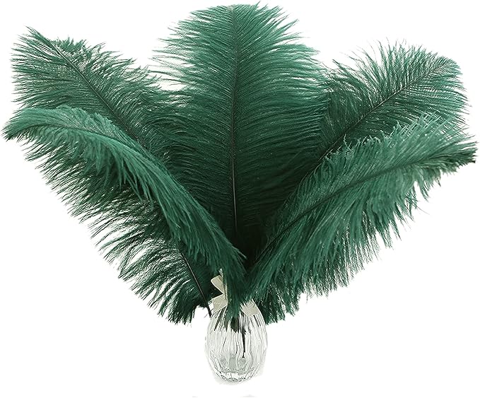 Ballinger Blackish Green Ostrich Feathers Bulk- 24pcs 12-14inch Big Feathers for Wedding Party Centerpieces Christmas Decor