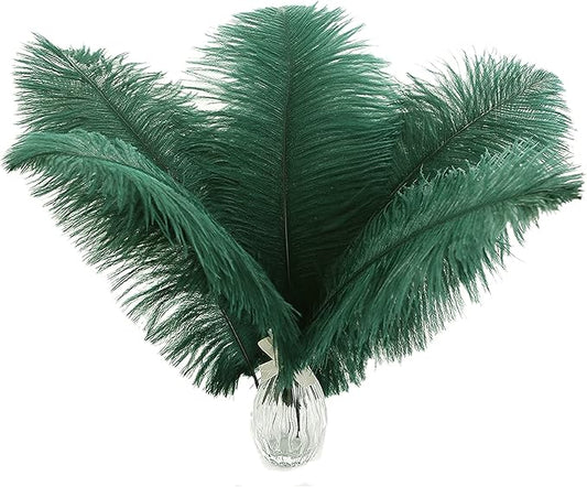 Ballinger Blackish Green Ostrich Feathers Bulk- 24pcs 12-14inch Big Feathers for Wedding Party Centerpieces Christmas Decor