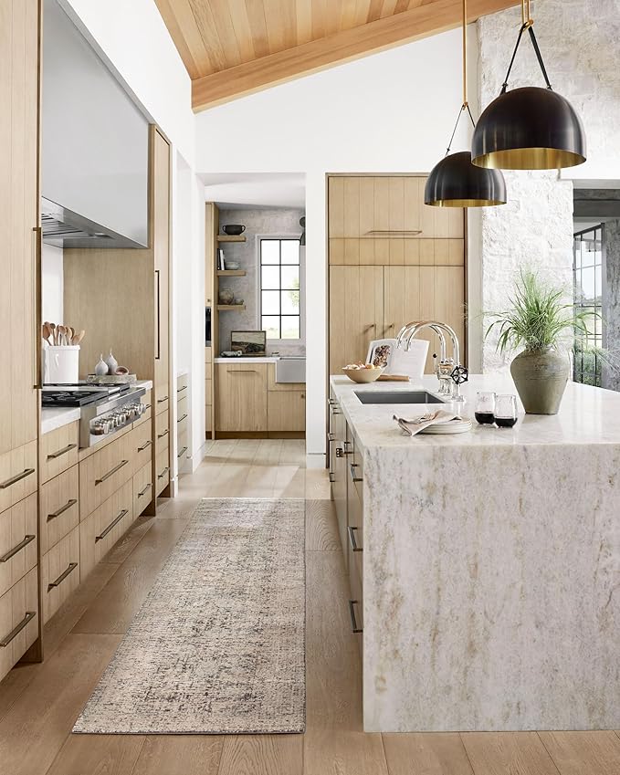 Loloi Amber Lewis Alie Collection ALE-05 Charcoal/Beige 5'-3'' x 5'-3'', .13'' Pile Height, Round Area Rug