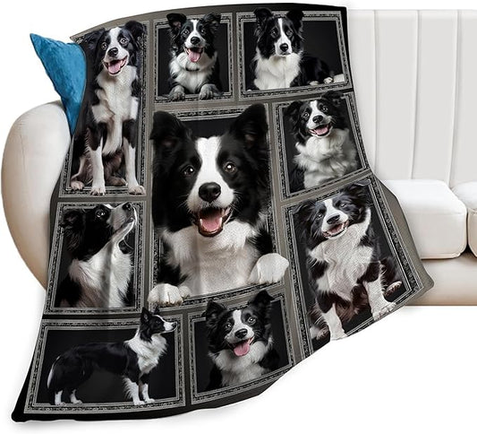 Border Collie Gifts Blanket, Dog Throw Blankets, Border Collie Gift for Boys Girls Men Women Lover Adult Cozy Fleece Flannel Bedding Stuff Animal Plush for Couch Sofa Bed Decor 60"X50"