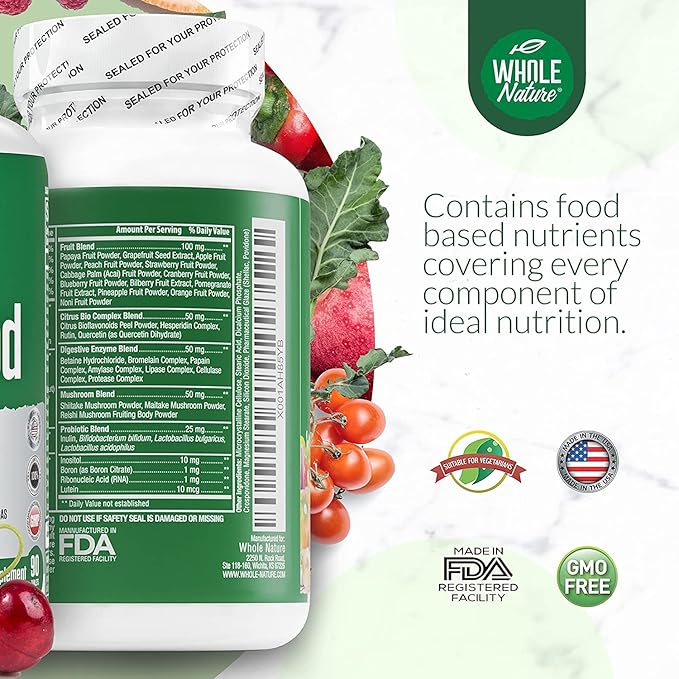 Whole Food Multivitamin for Men and Women Complete Daily Superfood Vitamins Plus Minerals Digestive Enzymes, Probiotics and Omegas. Plant Based Multi Vitamin, Non GMO (3)