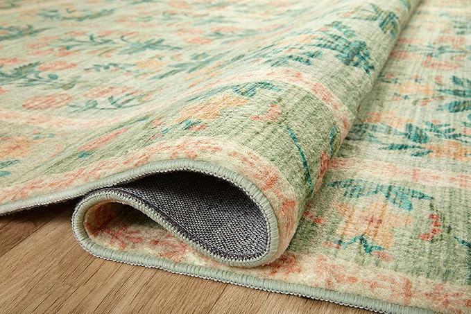 Loloi Rifle Paper Co. Eden Collection EDE-01 Mughal Rose Moss 2'-6" x 7'-6" Runner Rug feat. CloudPile™