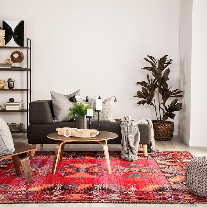 Jaipur Living Paloma POL19 Outdoor Tribal Red and Black Area Rug (5'3"x7'6")