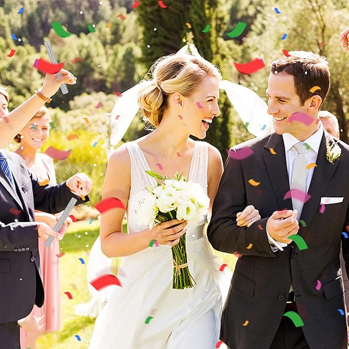 30 Pieces Colorful Confetti Sticks, Compostable Tissue Paper, Shoot Poppers, Handheld Flick Sticks for Indoor/Outdoor Weddings, Birthdays, Celebrations, Events, Party Supplies (7.8in)