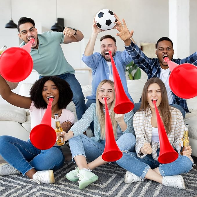6 Pcs 28 Inch Collapsible Stadium Horn Plastic Vuvuzela Trumpet Horn Blow Noise Maker for Sporting Events Sports Themed Party Supplies (Color set 7)