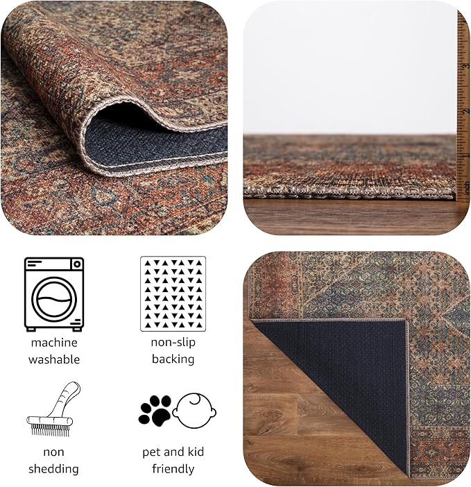 Keen Home Design 3x5 Rug - Machine Washable Entry Rug with Non-Slip Backing, Ideal for Enteryway, Kitchen, Bathroom, Laundry Room - Vintage, Easy Clean, Durable, Low Pile Rug - (3' x 5')