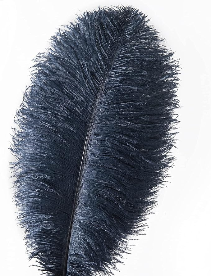 Ballinger Navy Blue Ostrich Feathers Plumes - 24pcs 10-12inch Craft Feathers for Wedding Party Centerpieces Halloween Decorations