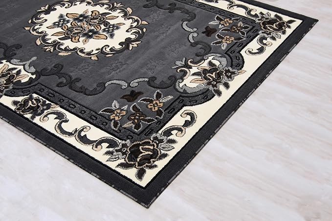 AllStar Rugs High Qual5ity Traditional French Aubusson Rug (Grey, 5x7)