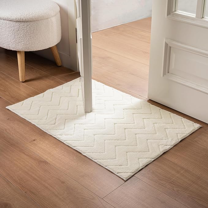 Entryway Area Rug 2X3,Washable Rugs with Non-Slip TPR Backing,Fluffy Soft Feeling,Door Mat Indoor Entrance Rug for Bedroom Hallway Kitchen Bathroom,Beige