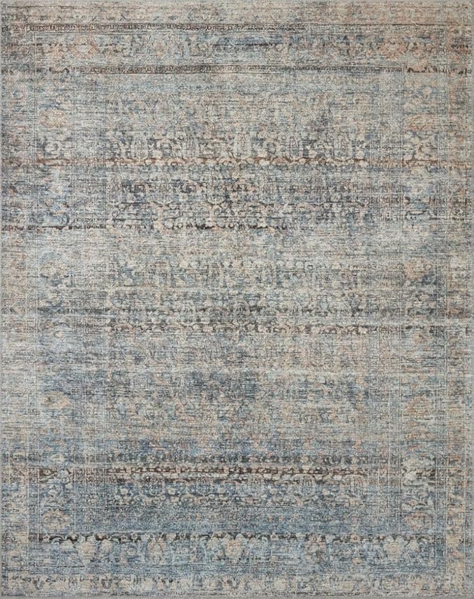Loloi Amber Lewis Billie Collection, Denim & Blush 6'-0" x 9'-0" Area Rug – Antique & Distressed Accent Rugs for Living Room, Bedroom, Entryway & Hallway, No Shed High Traffic Area Home Decor Rug