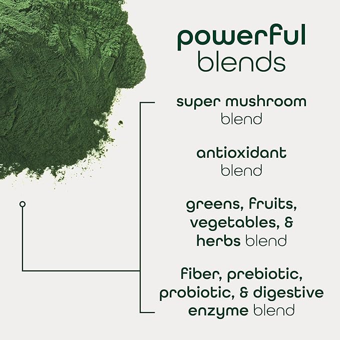 Zena Nutrition Organic Super Greens Powder, 70+ Superfoods, 0 Sugar, 3G Fiber, Spirulina, Chlorella, Antioxidants, Prebiotics/Probiotics, Digestive Enzymes, Green Apple, 30 Servings