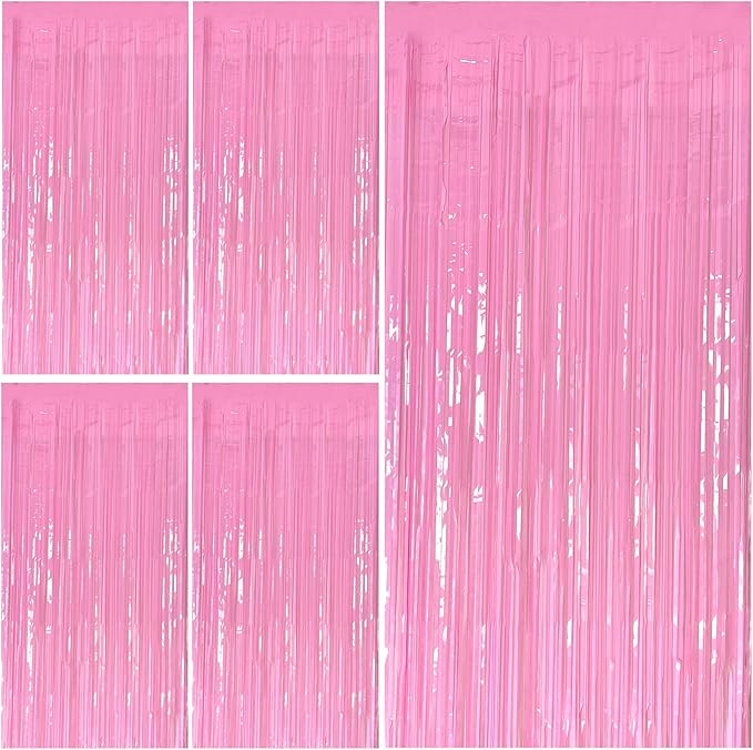 Pink Party Streamers Foil Fringe Backdrop Curtains Tinsel Streamers Birthday Party Decorations Fringe Backdrop for Birthday Party Graduation Bridal Shower