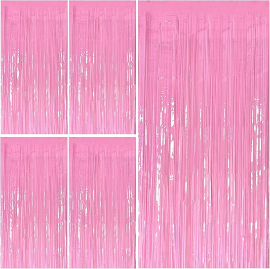 Pink Party Streamers Foil Fringe Backdrop Curtains Tinsel Streamers Birthday Party Decorations Fringe Backdrop for Birthday Party Graduation Bridal Shower