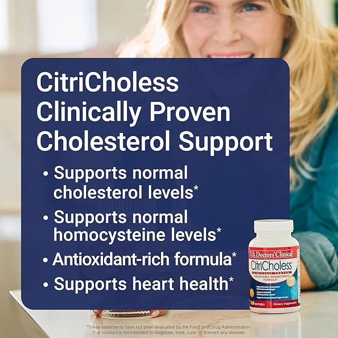 U.S. Doctors’ Clinical CitriCholess® Clinically Proven Cholesterol Supplement with Bergamonte Citrus Extract & Vitamin C to Support Healthy Cholesterol Levels (120 Softgels – 2 Month Supply)