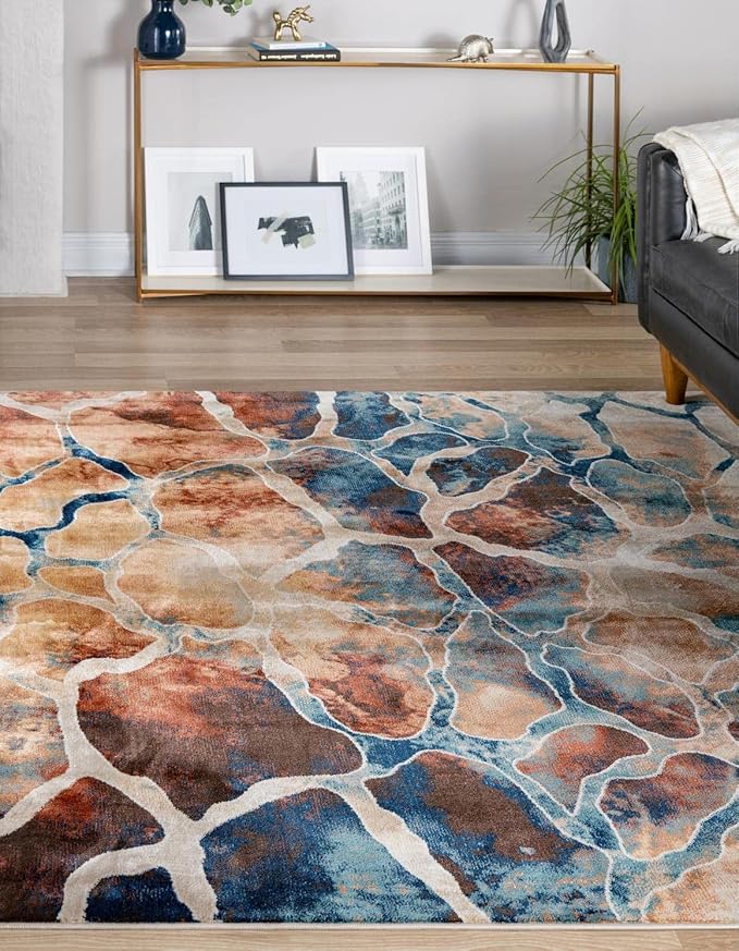 Unique Loom Mystic Collection Area Rug - Fitz Roy (6' 1" Square, Brick Red/ Brown)