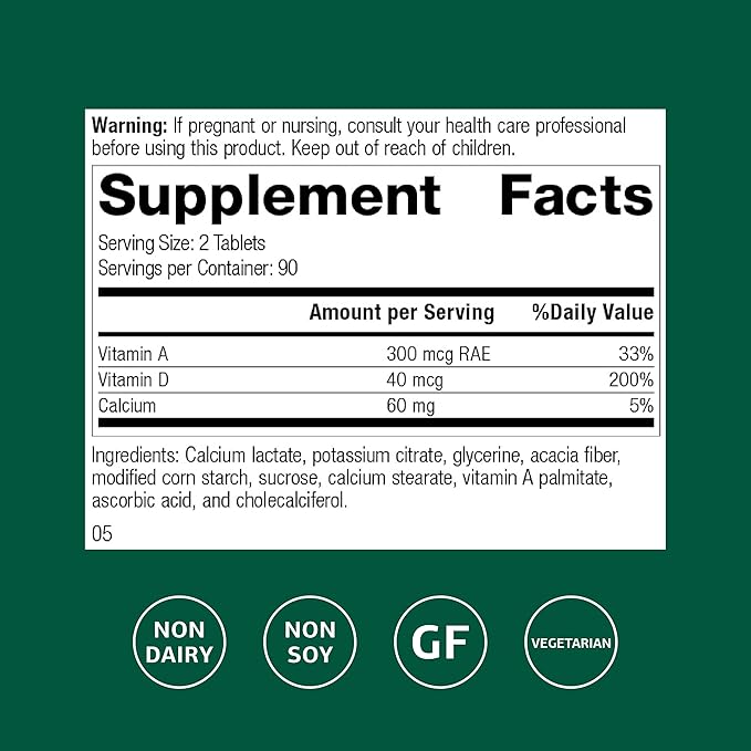 Standard Process Cataplex D - Supports Immune System, Bone Strength & Bone Health - Aids Calcium Absorption - Contains Vitamin D and Antioxidant A - Gluten-Free, Non-Dairy & Non-Soy - 180 Tablets