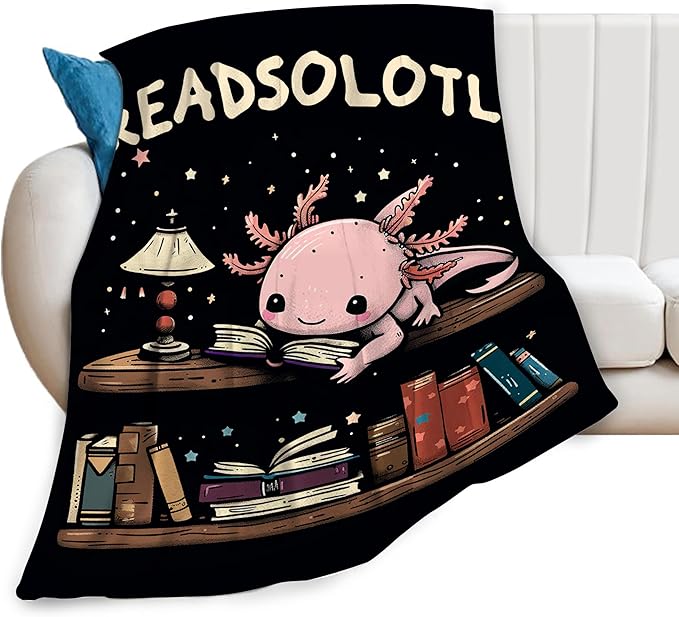 Axolotl Blanket, Axolotls Throw Blankets, Axolotl Gifts for Girls Women Boys Lover Adult Cozy Fleece Flannel Bedding Stuff Plush for Couch Sofa Bed Decor 50"X40"
