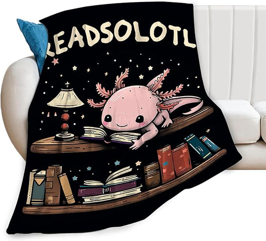 Axolotl Blanket, Axolotls Throw Blankets, Axolotl Gifts for Girls Women Boys Lover Adult Cozy Fleece Flannel Bedding Stuff Plush for Couch Sofa Bed Decor 50"X40"