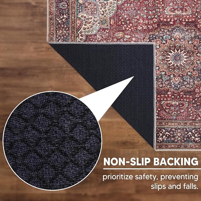 Keen Home Design 3x5 Rug - Machine Washable Entry Rug with Non-Slip Backing, Ideal for Enteryway, Kitchen, Bathroom, Laundry Room - Vintage, Easy Clean, Durable, Low Pile Rug - (3' x 5')