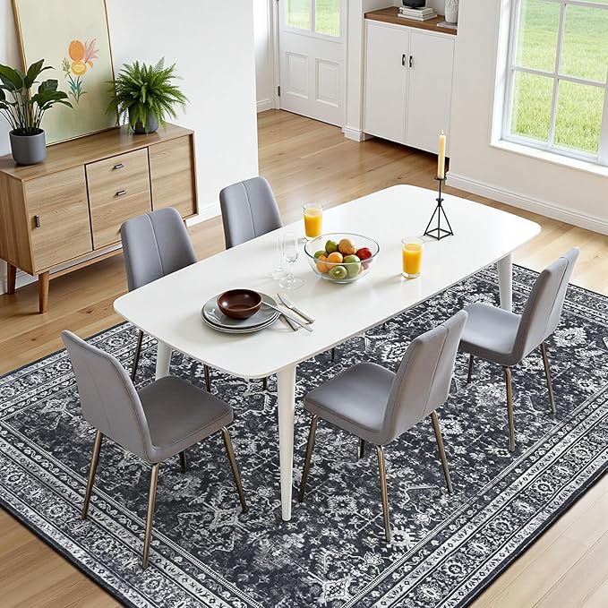 Lofus 5x7 Area Rug for Living Room,Black Washable Area Rugs with Non-Slip Backing,Soft Boho Carpets for Bedroom Dining Room Home Office Indoor Nursery