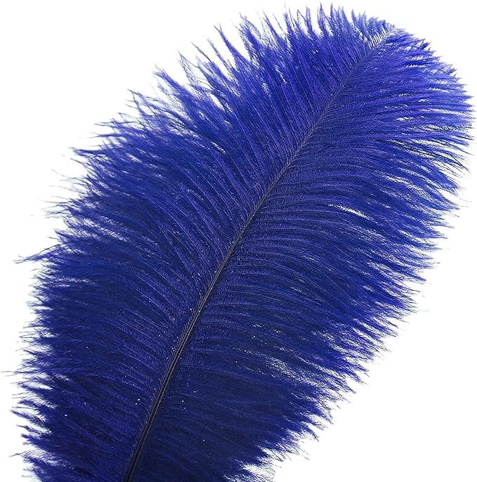 Ballinger Royal Blue Ostrich Feathers - 24Pcs 10-12inch Feathers for Party Centerpieces, Flower Arrangement and Home Decor