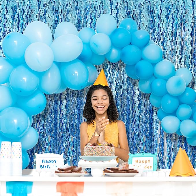 Tinsel Foil Fringe Curtains Wavy Backdrop for Parties Sparkle Metallic Wavy Foil Fringe Backdrop Curtain for Party Decorations Photo Booth Props for Birthday Graduation Wedding