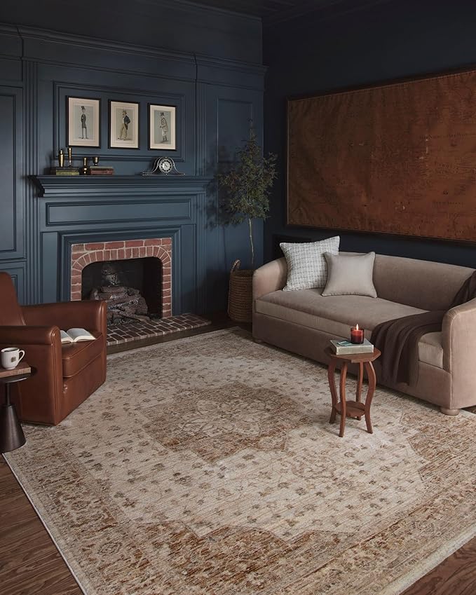 Loloi Magnolia Home by Joanna Gaines Junie Collection JUE-04 Natural/Clay 9'-6" x 9'-6", .38" Pile Height, Round Area Rug