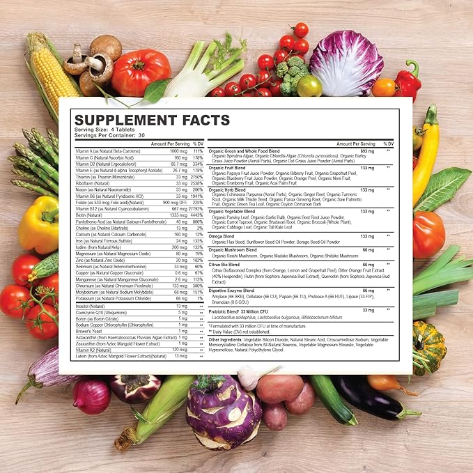 Wholesome Wellness Whole Food Multivitamin for Men - Natural Multi Vitamins, Minerals, Organic Extracts - Vegan Vegetarian - 120 Tablets