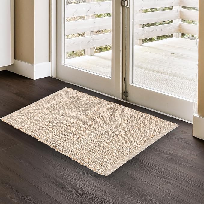 REDEARTH · Jute Cotton Area Rug - 2'x3' Rectangular Rug, Sustainable Handwoven, Non-Shedding, Soft & Durable – Reversible, Neutral Tones for Home Décor in Living Room, Dining Room, Bedroom, Set of 2