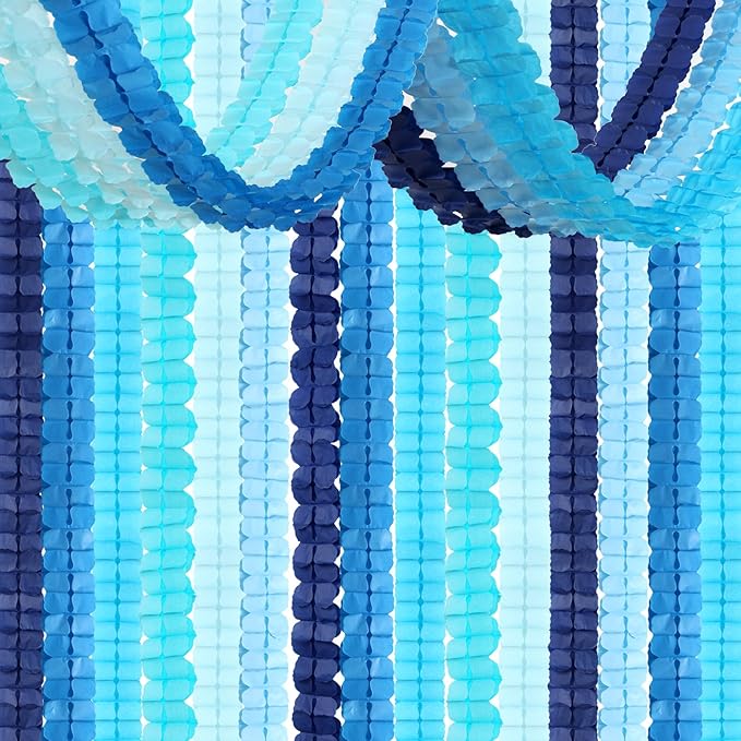 Baby-Royal Navy-Blue Party-Decorations Streamers Garland - 12pcs Boy Birthday Frozen Ocean Shower 4-Leaf Paper Clover Streamer, Bachelorette Bridal Wedding Engagement Banners Decor Ouruola